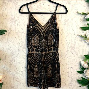 Molly Bracken Ladies Woven Playsuit Black/Nude